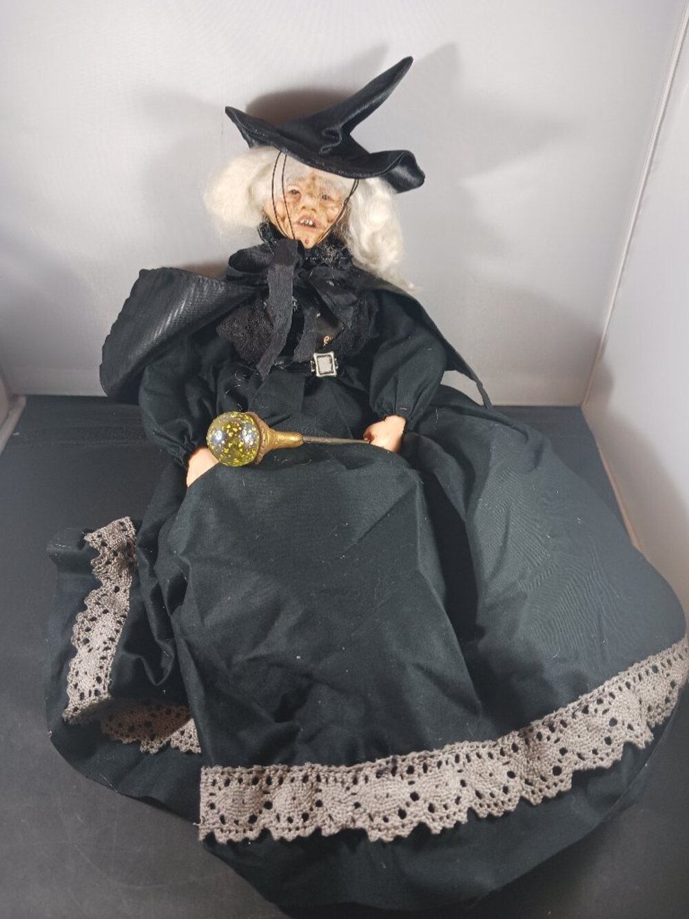 Vintage Halloween Scary Witch Figure Doll Resin 16" x 7"